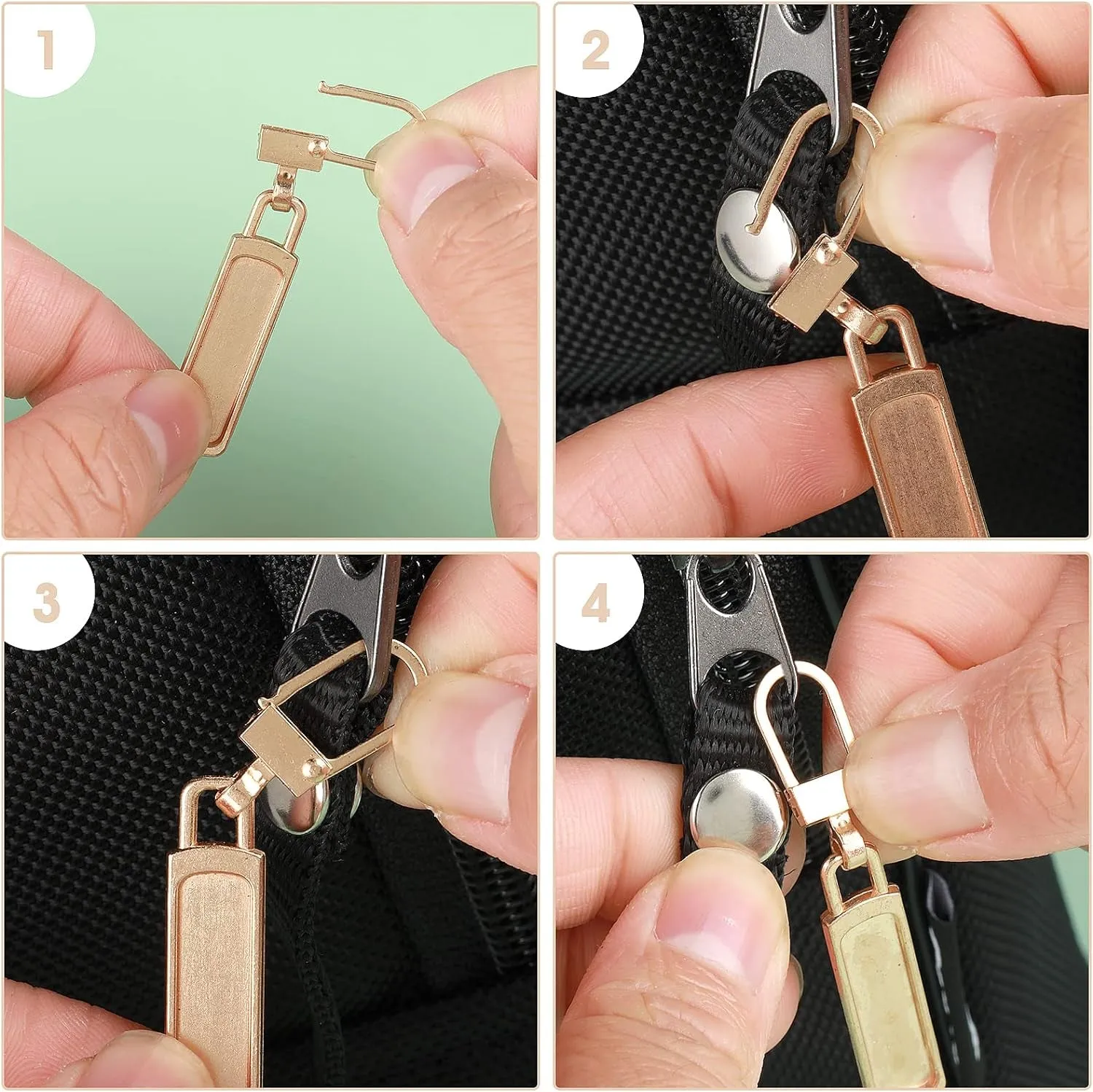 10 PCS Replacement Zipper Pull Detachable Metal Zipper Pulls Repair Golf Bag Zipper Pull Replacement Tab for Luggage Clothing Jackets Jeans Backpacks Boots Dresses Purse Coat(Universal Extender)