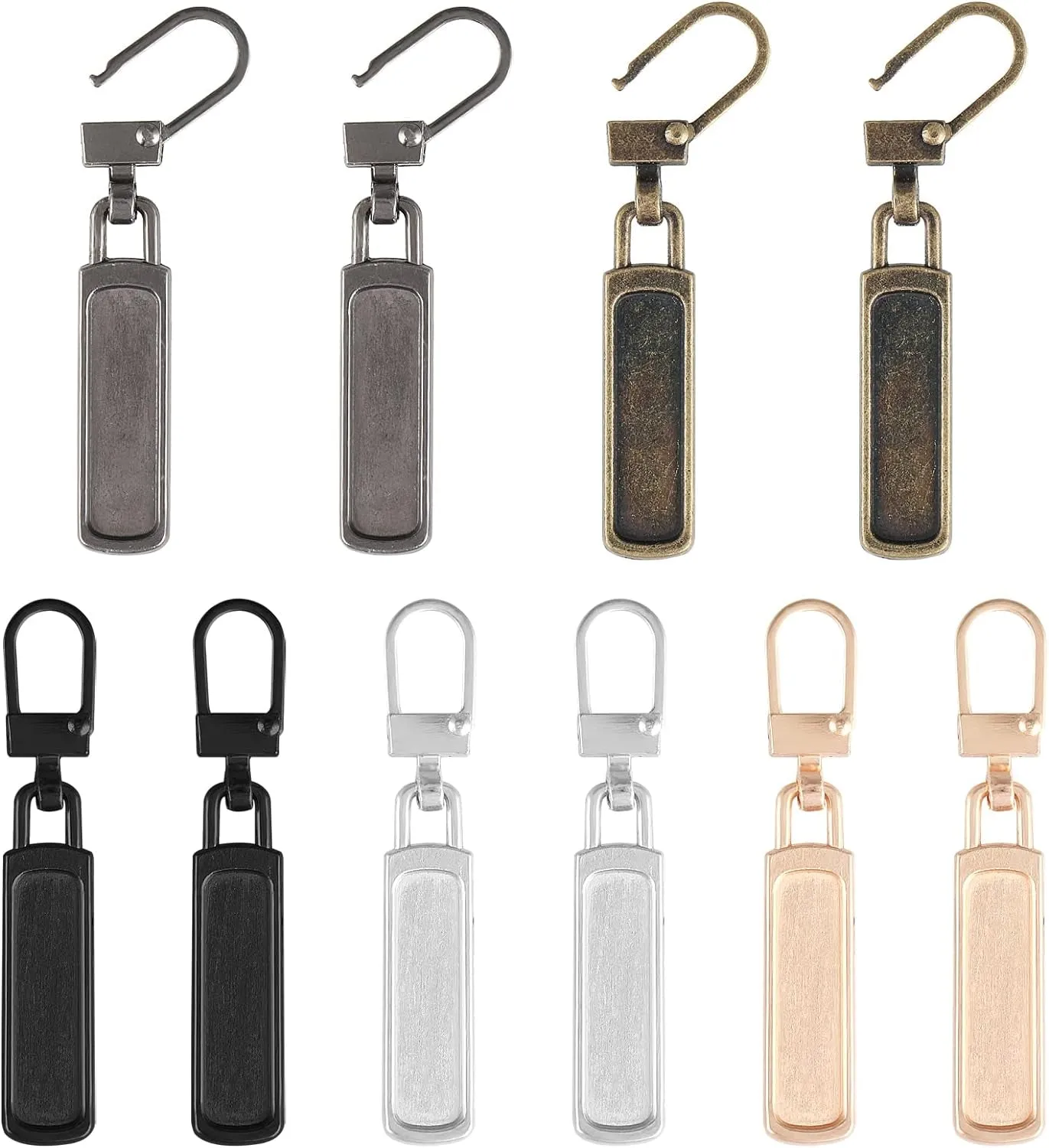 10 PCS Replacement Zipper Pull Detachable Metal Zipper Pulls Repair Golf Bag Zipper Pull Replacement Tab for Luggage Clothing Jackets Jeans Backpacks Boots Dresses Purse Coat(Universal Extender)