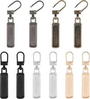 10 PCS Replacement Zipper Pull Detachable Metal Zipper Pulls Repair Golf Bag Zipper Pull Replacement Tab for Luggage Clothing Jackets Jeans Backpacks Boots Dresses Purse Coat(Universal Extender)