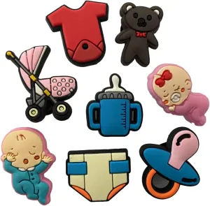 8PC Shoe Charms Baby Shower Great Gift for New Mom Twins Shoe Decoration Charms
