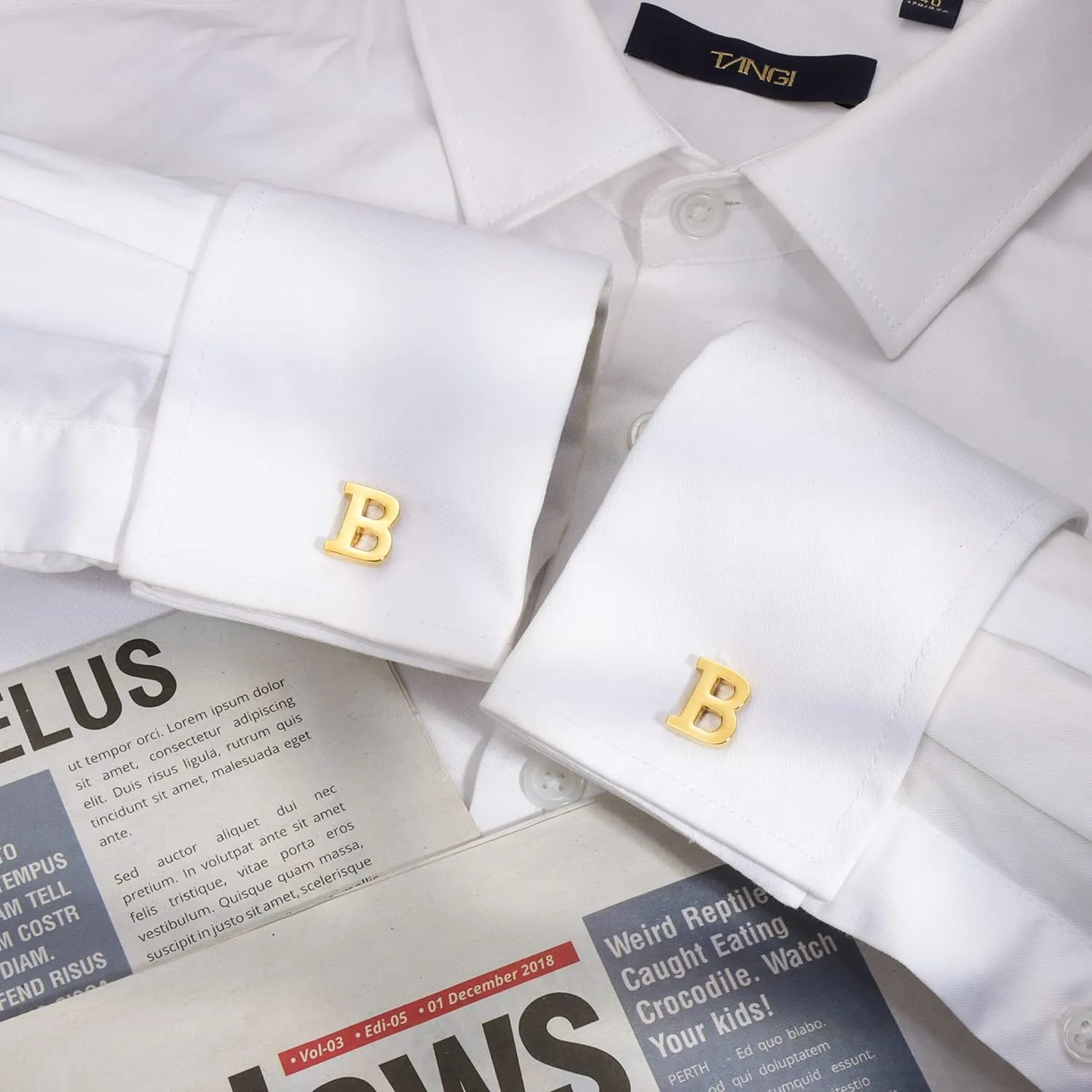 A-Z Initial Cufflink for Men, Classic 18k Gold Silver Black Letter Alphabet Monogram Cuff Links for Wedding Business Party Party
