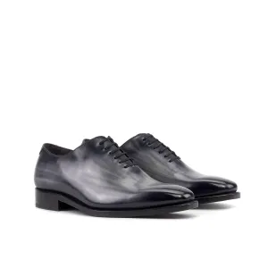 Ambrogio Bespoke Men's Shoes Gray Patina Leather Whole Cut Oxfords (AMB2452)