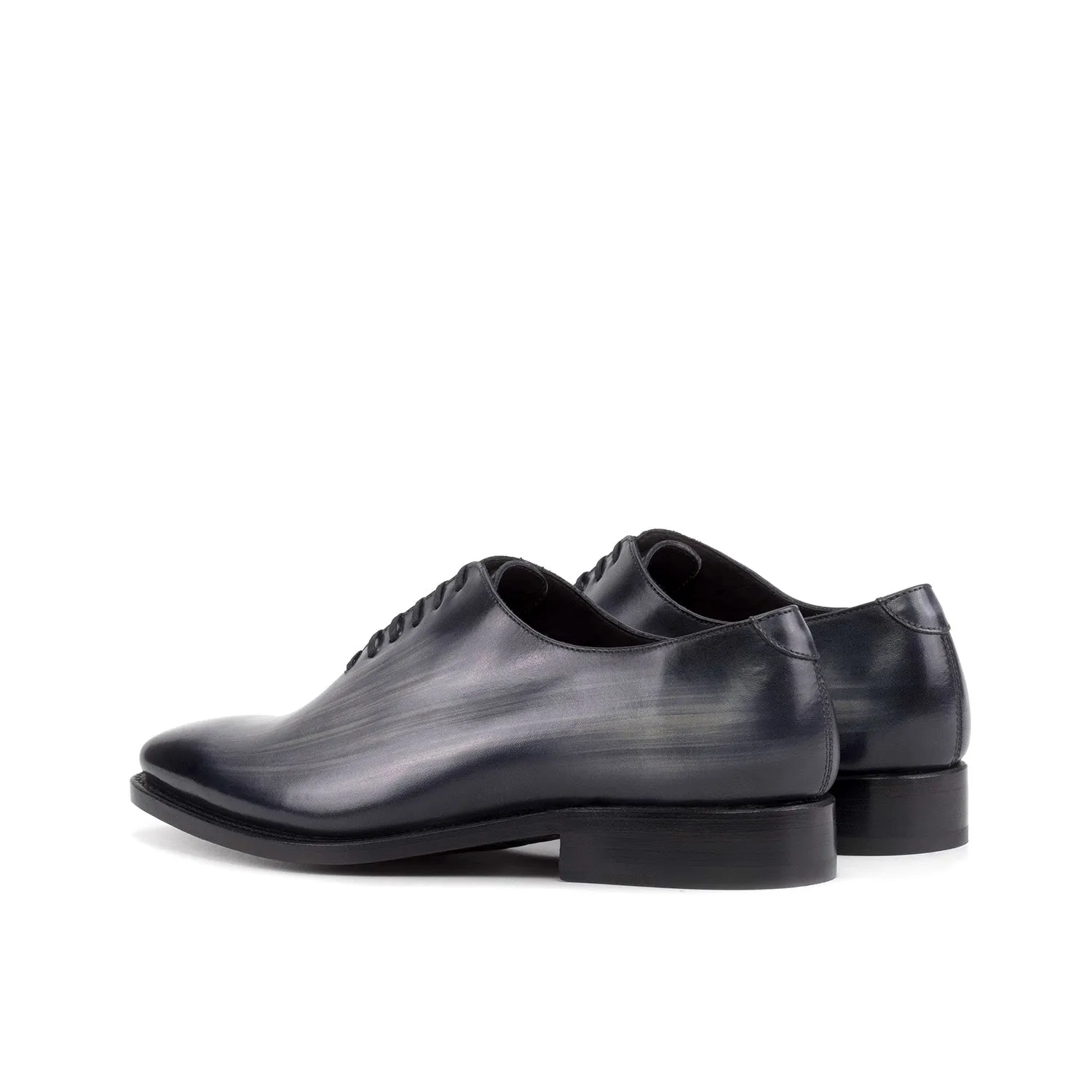 Ambrogio Bespoke Men's Shoes Gray Patina Leather Whole Cut Oxfords (AMB2452)
