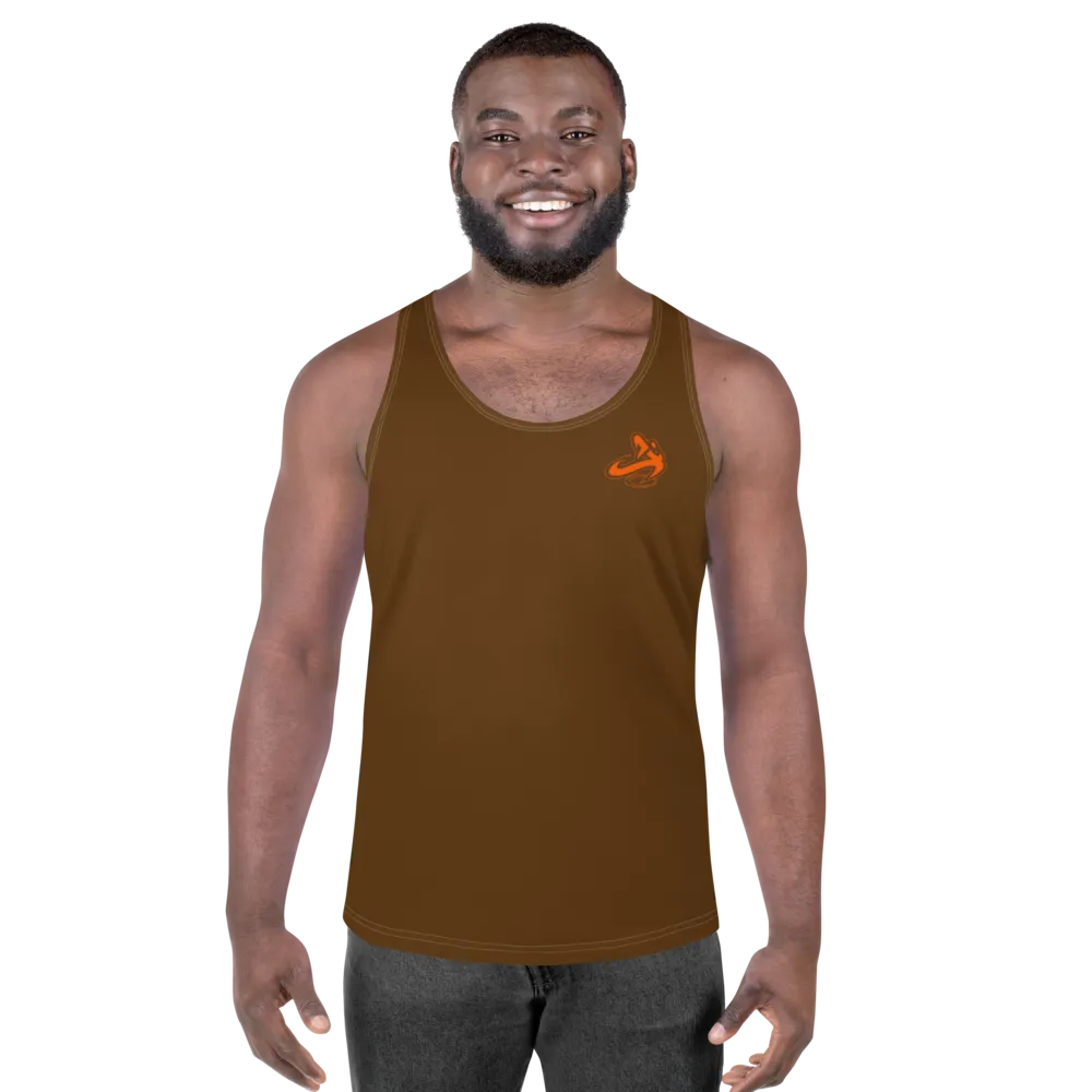 Athletic Apparatus Brown Orange logo White stitch Unisex Tank Top