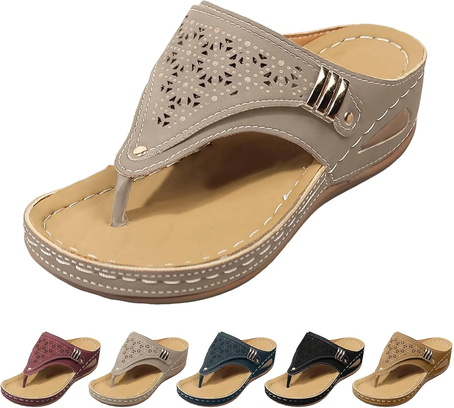 Avylays Orthopedic Sandals, Breathable Mesh Hollow Sports Sandals, Sandals for Women 2025 Flip Flops Wedge Sandals