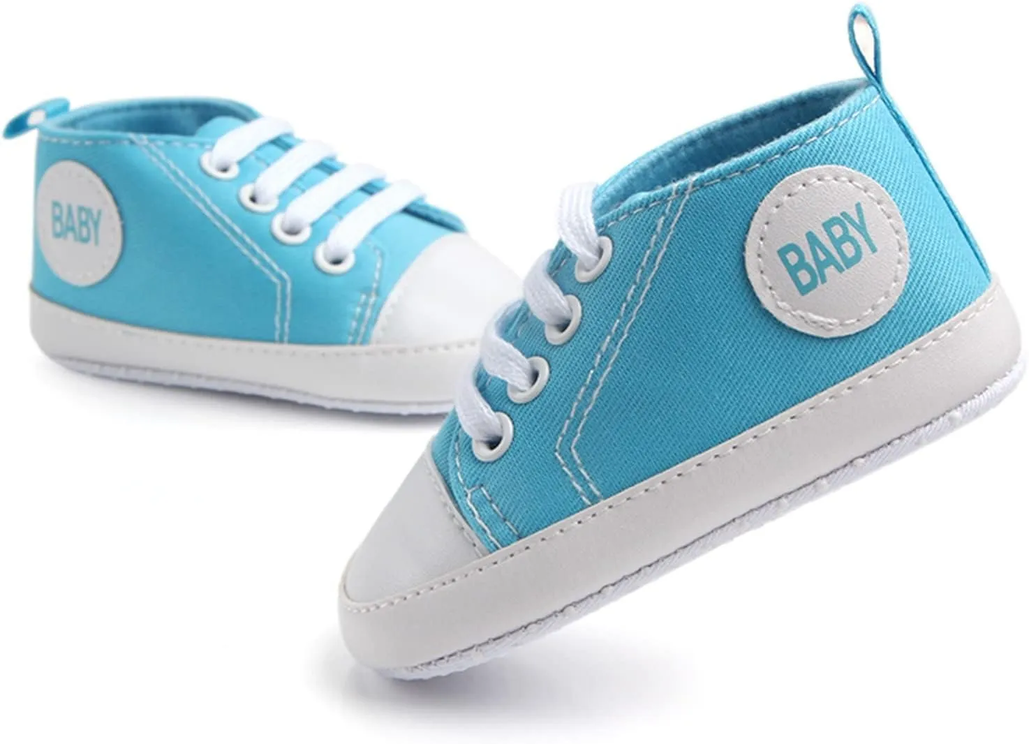 Baby Girls Boys Canvas High Top Shoes Lightweight Breathable Non-Slip Sneakers Infant Flat First Walking Shoes