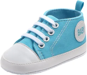 Baby Girls Boys Canvas High Top Shoes Lightweight Breathable Non-Slip Sneakers Infant Flat First Walking Shoes
