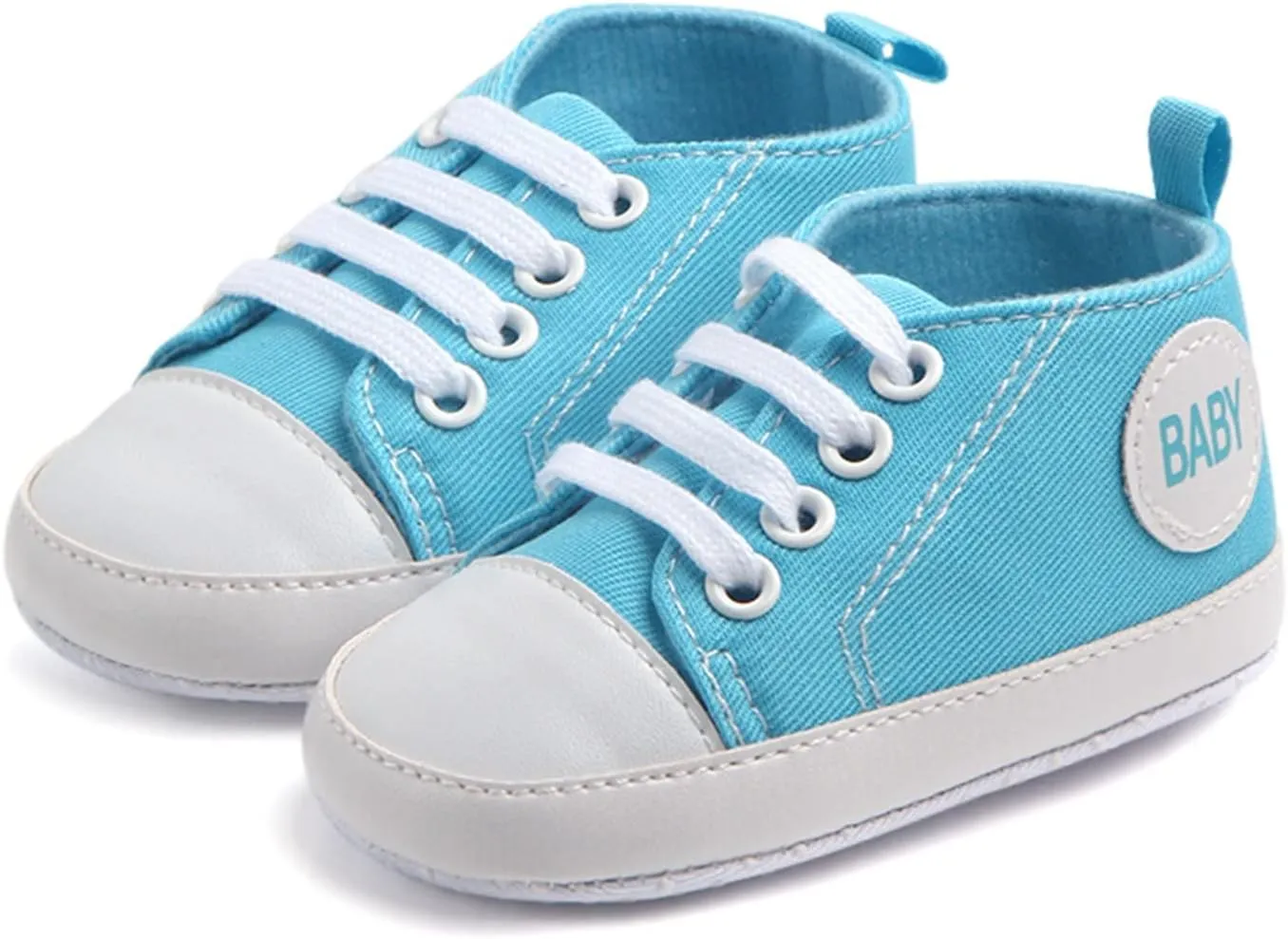 Baby Girls Boys Canvas High Top Shoes Lightweight Breathable Non-Slip Sneakers Infant Flat First Walking Shoes