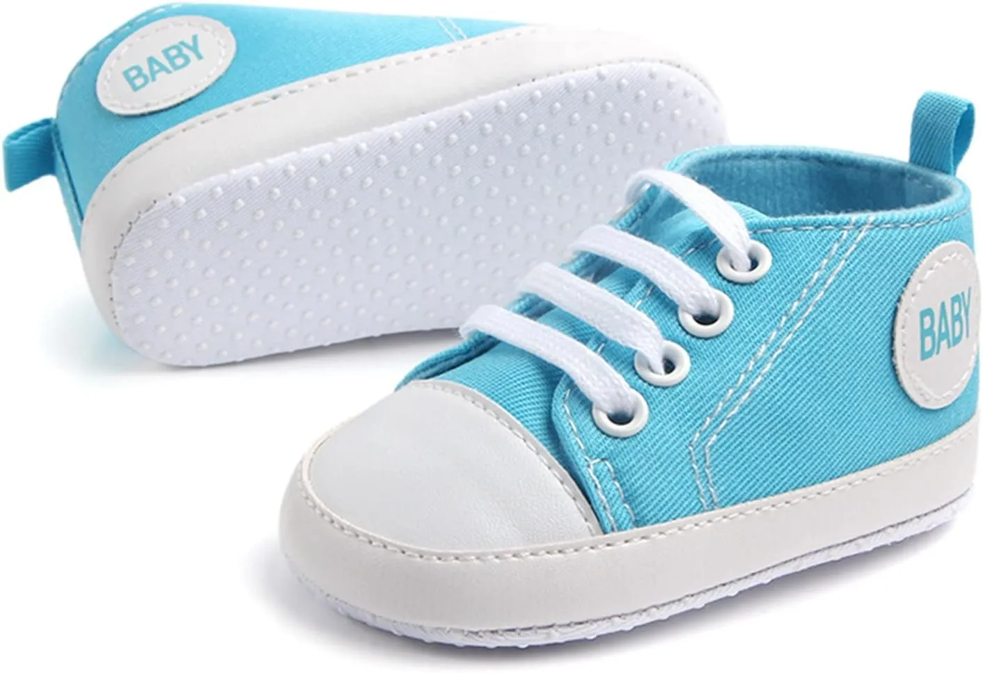 Baby Girls Boys Canvas High Top Shoes Lightweight Breathable Non-Slip Sneakers Infant Flat First Walking Shoes