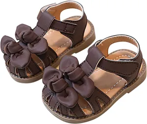 Baby Girls Cute Bowknot Sandals Open Toe Non Slip Rubber Adjusted Strap Shoes Infant Soft Sole Beach Casual Sandals