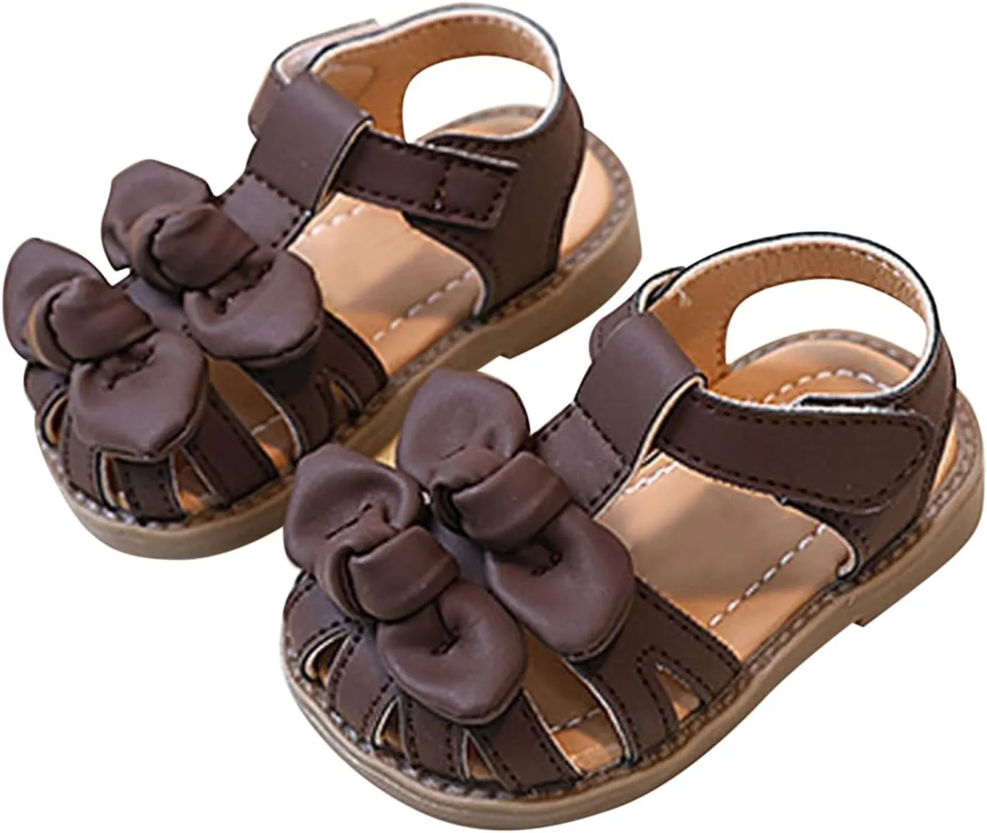 Baby Girls Cute Bowknot Sandals Open Toe Non Slip Rubber Adjusted Strap Shoes Infant Soft Sole Beach Casual Sandals