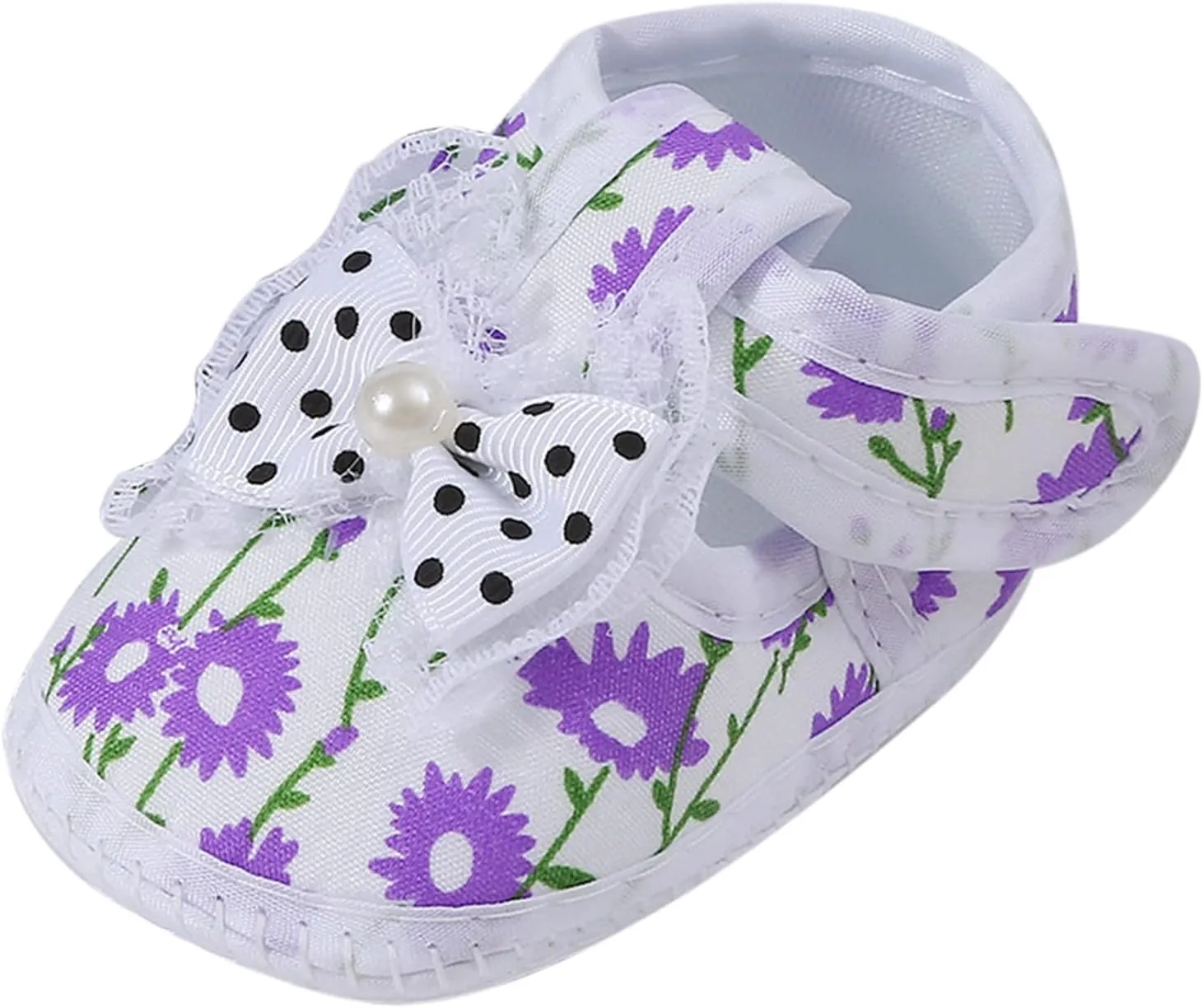 Baby Girls Learning To Walk Sandals Floral Print Cute Bow Non-slip Flats Sandals Infant Soft First Single Shoes