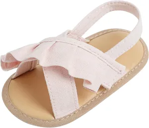 Baby Girls Ruffle Sandals Non Slip Flats Open Toe Dress Princess Shoes Infant Holiday Beach Casual Soft Sole Slides