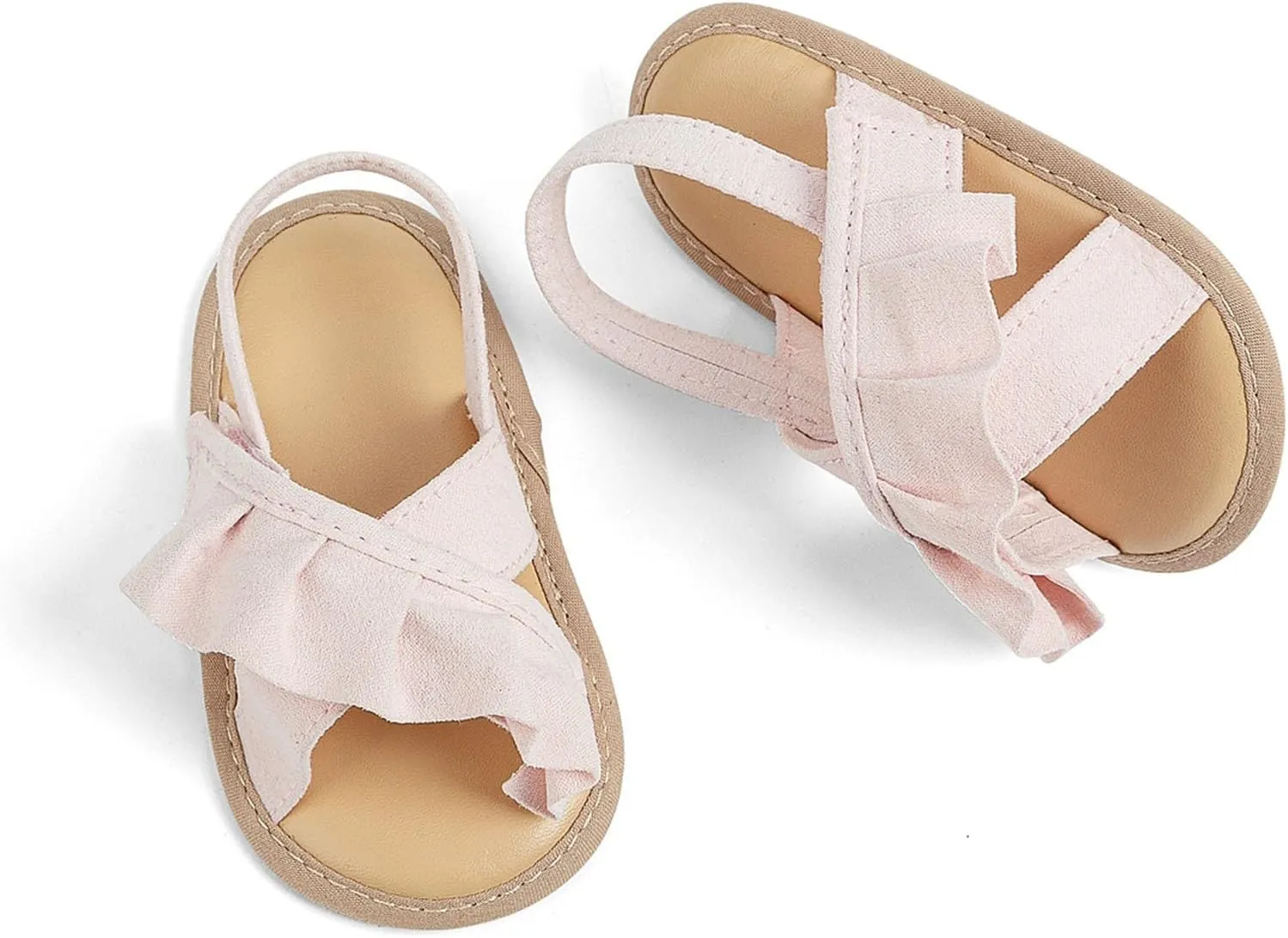 Baby Girls Ruffle Sandals Non Slip Flats Open Toe Dress Princess Shoes Infant Holiday Beach Casual Soft Sole Slides