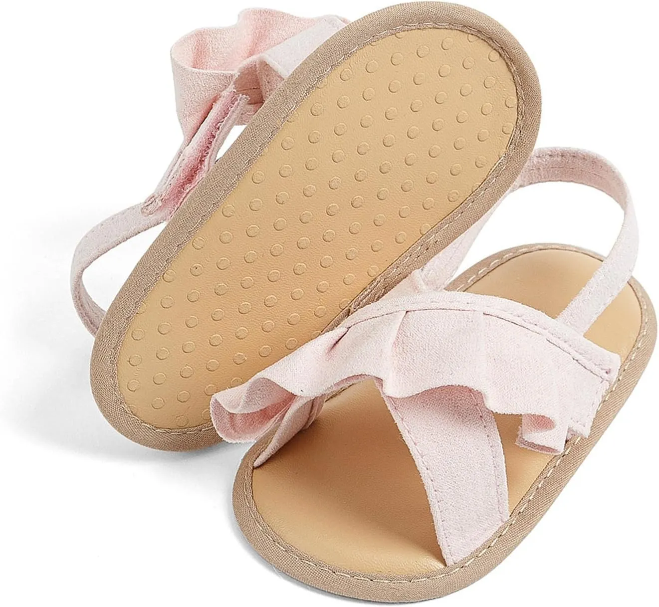 Baby Girls Ruffle Sandals Non Slip Flats Open Toe Dress Princess Shoes Infant Holiday Beach Casual Soft Sole Slides