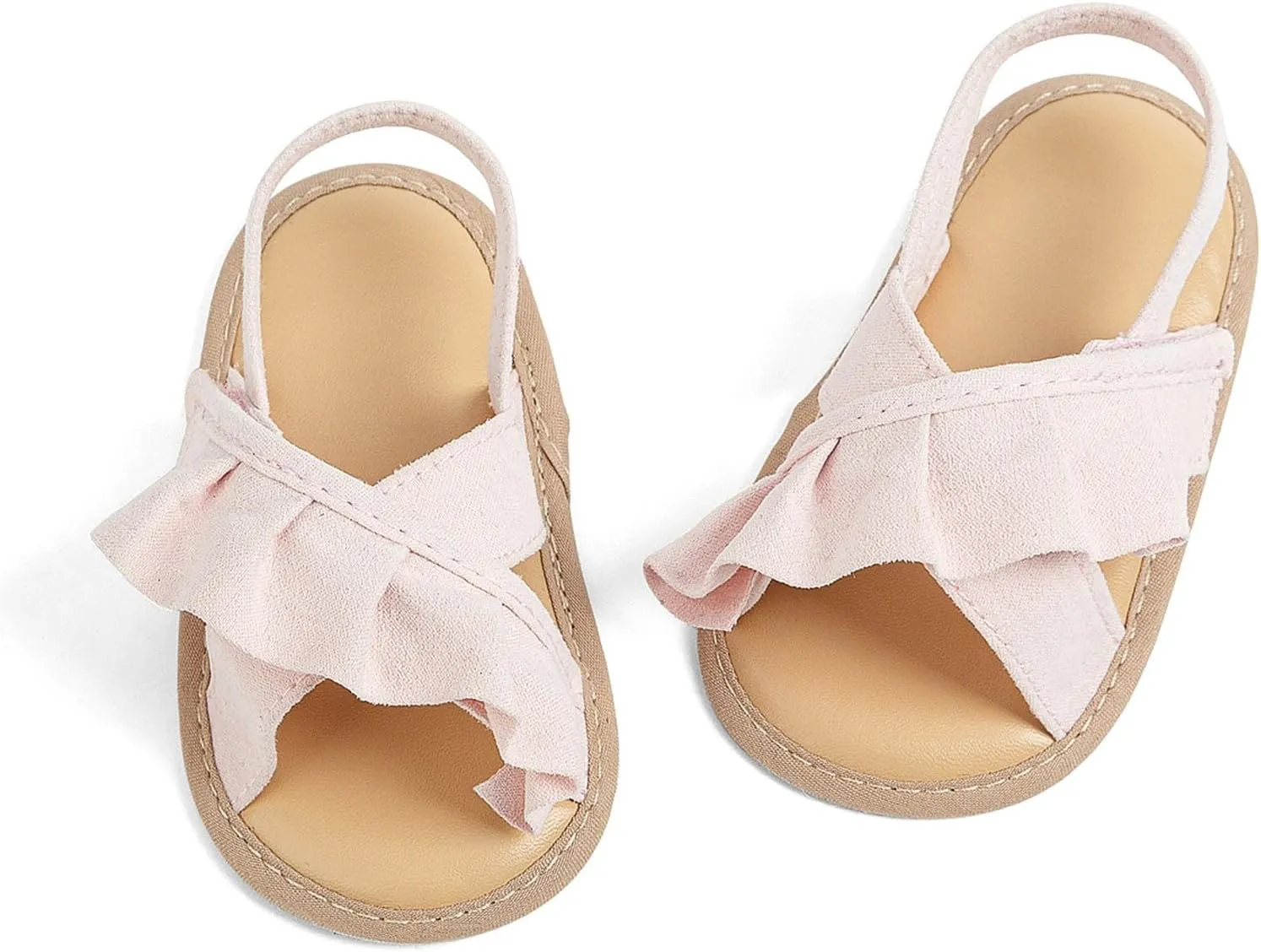 Baby Girls Ruffle Sandals Non Slip Flats Open Toe Dress Princess Shoes Infant Holiday Beach Casual Soft Sole Slides