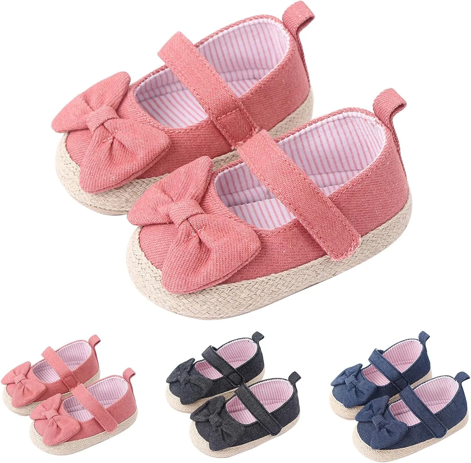 Baby Girls Sandals Cute Bow Knot Non Slip Flats Close Toe Mary Jane Shoes Infant Soft Casual Outdoor Sole Sandals
