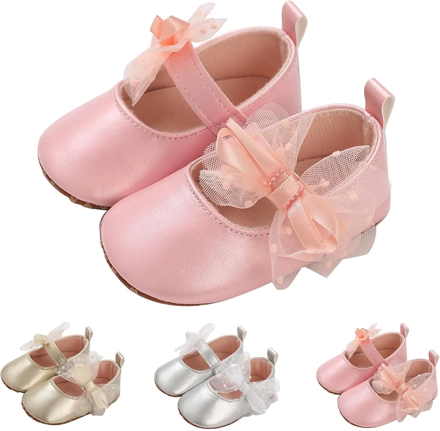 Baby Girls Sandals Cute Lace Bow Knot Flats Princess Wedding Mary Jane Shoes Infant Soft Casual Sole Dress Sandals