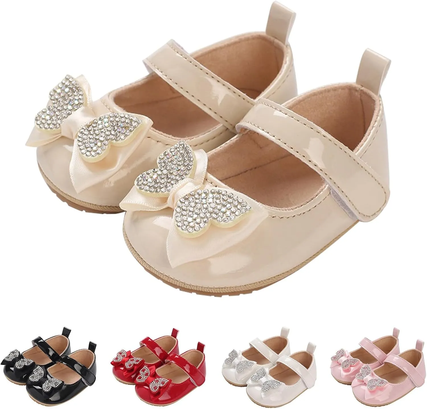 Baby Girls Sandals Cute Sequins Bow Knot Adjusted Strap Mary Jane Flats Shoes Infant Soft Princess Wedding Sandals