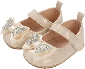 Baby Girls Sandals Cute Sequins Bow Knot Adjusted Strap Mary Jane Flats Shoes Infant Soft Princess Wedding Sandals