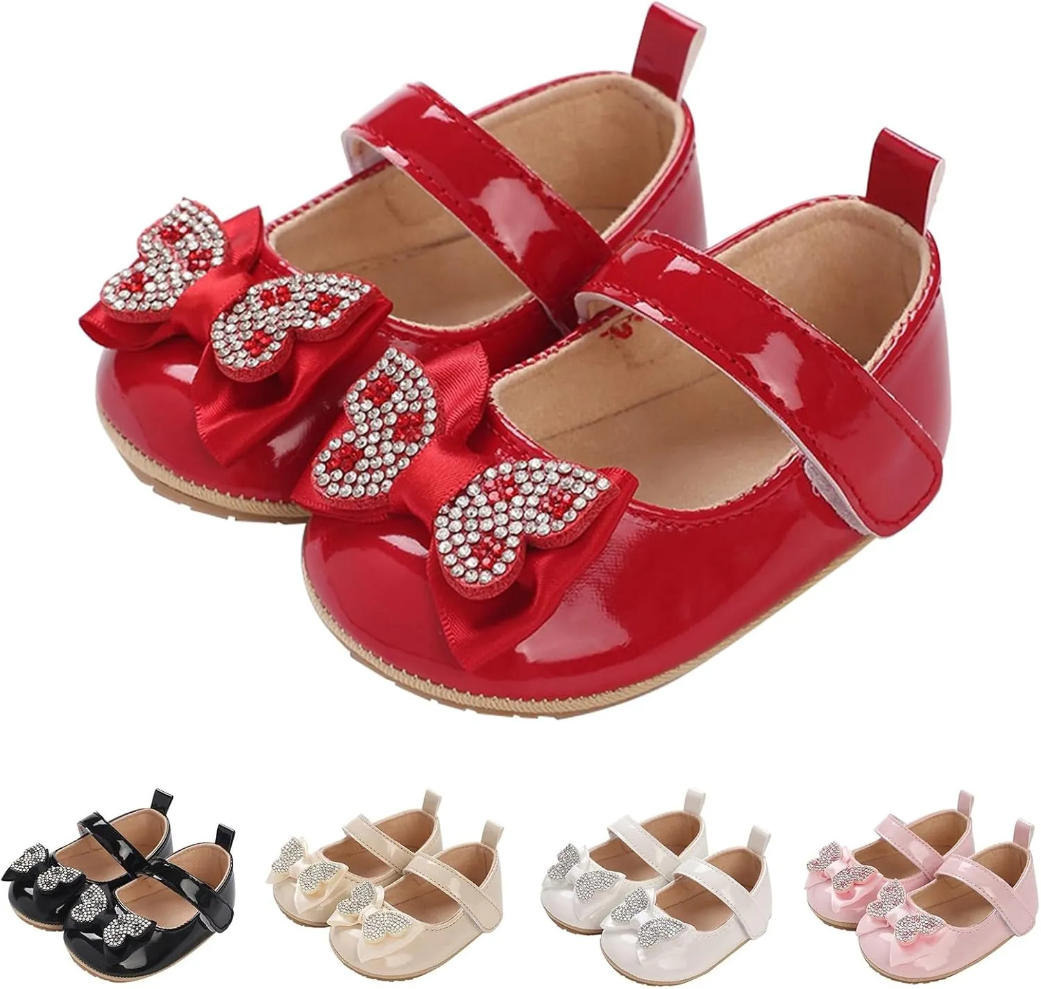 Baby Girls Sandals Cute Sequins Bow Knot Adjusted Strap Mary Jane Flats Shoes Infant Soft Princess Wedding Sandals