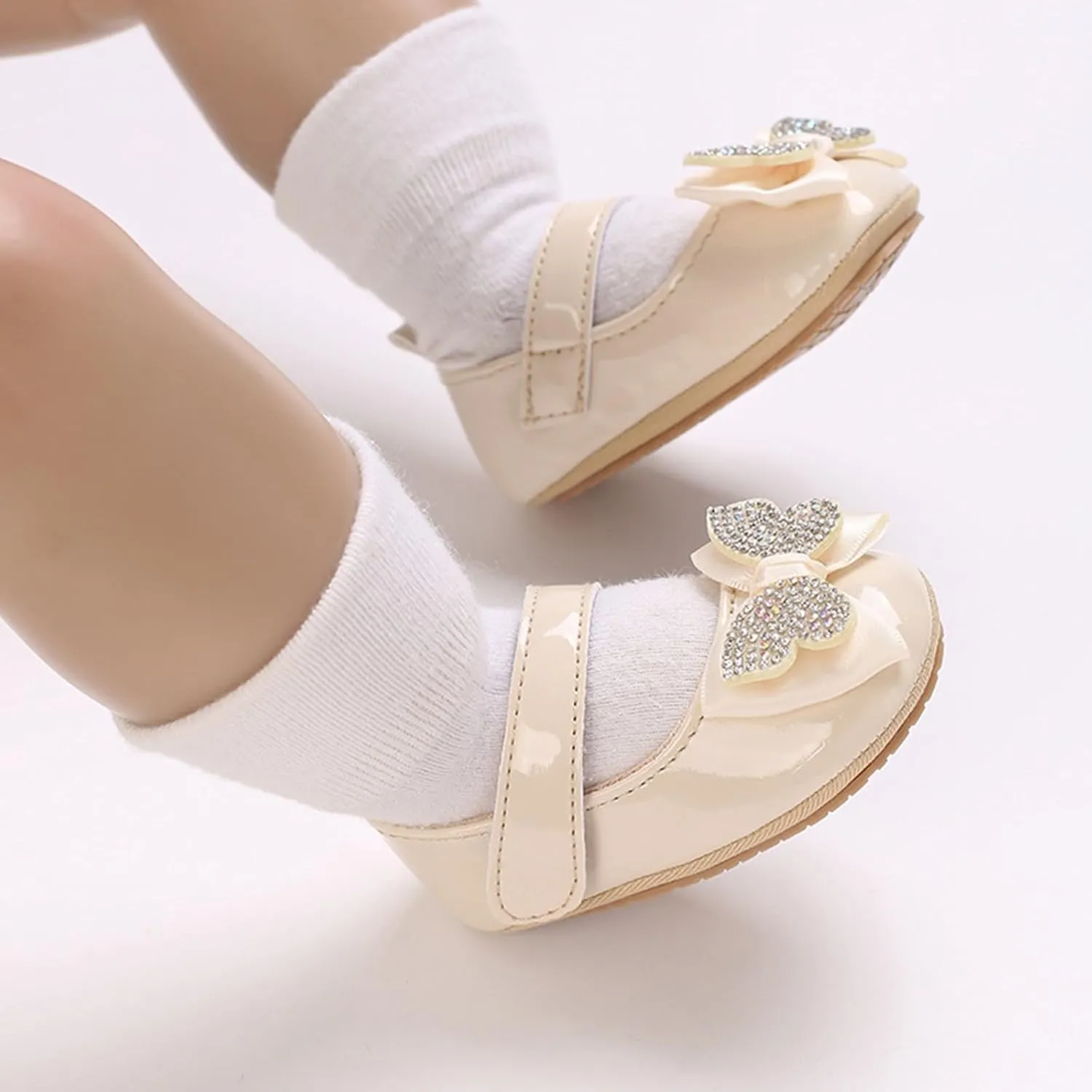 Baby Girls Sandals Cute Sequins Bow Knot Adjusted Strap Mary Jane Flats Shoes Infant Soft Princess Wedding Sandals