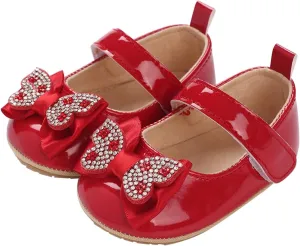 Baby Girls Sandals Cute Sequins Bow Knot Adjusted Strap Mary Jane Flats Shoes Infant Soft Princess Wedding Sandals