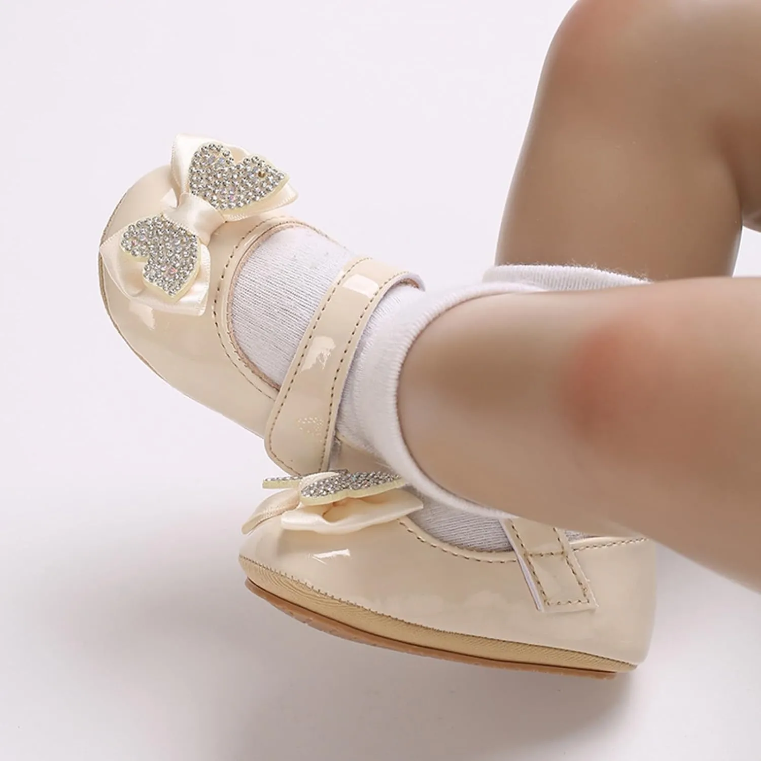 Baby Girls Sandals Cute Sequins Bow Knot Adjusted Strap Mary Jane Flats Shoes Infant Soft Princess Wedding Sandals