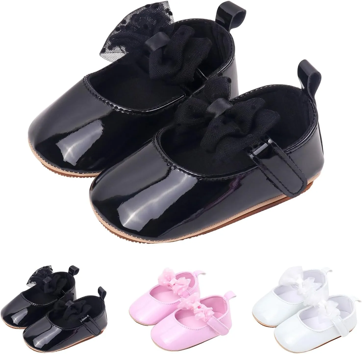 Baby Girls Sandals Lace Bowknot Adjusted Strap Mary Jane Flats Shoes Newborn Cute Soft Wedding Princess Sandals