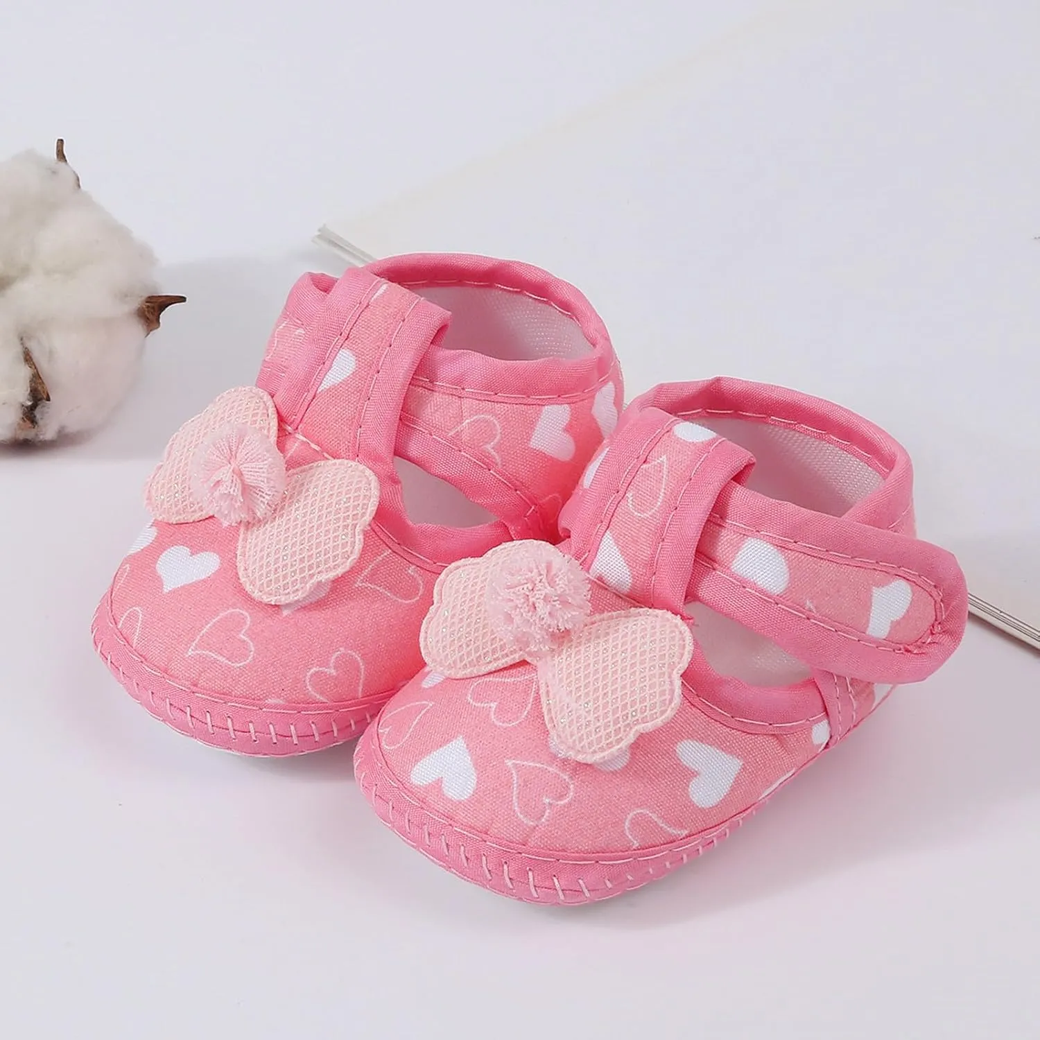 Baby Girls Sandals Non Slip Cute Love Print Bow Flats Sandals Infant Summer Soft First Walking Single Shoes