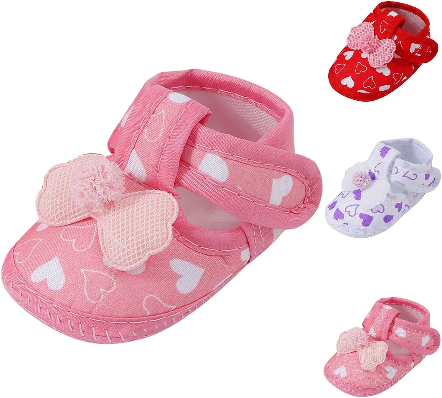 Baby Girls Sandals Non Slip Cute Love Print Bow Flats Sandals Infant Summer Soft First Walking Single Shoes