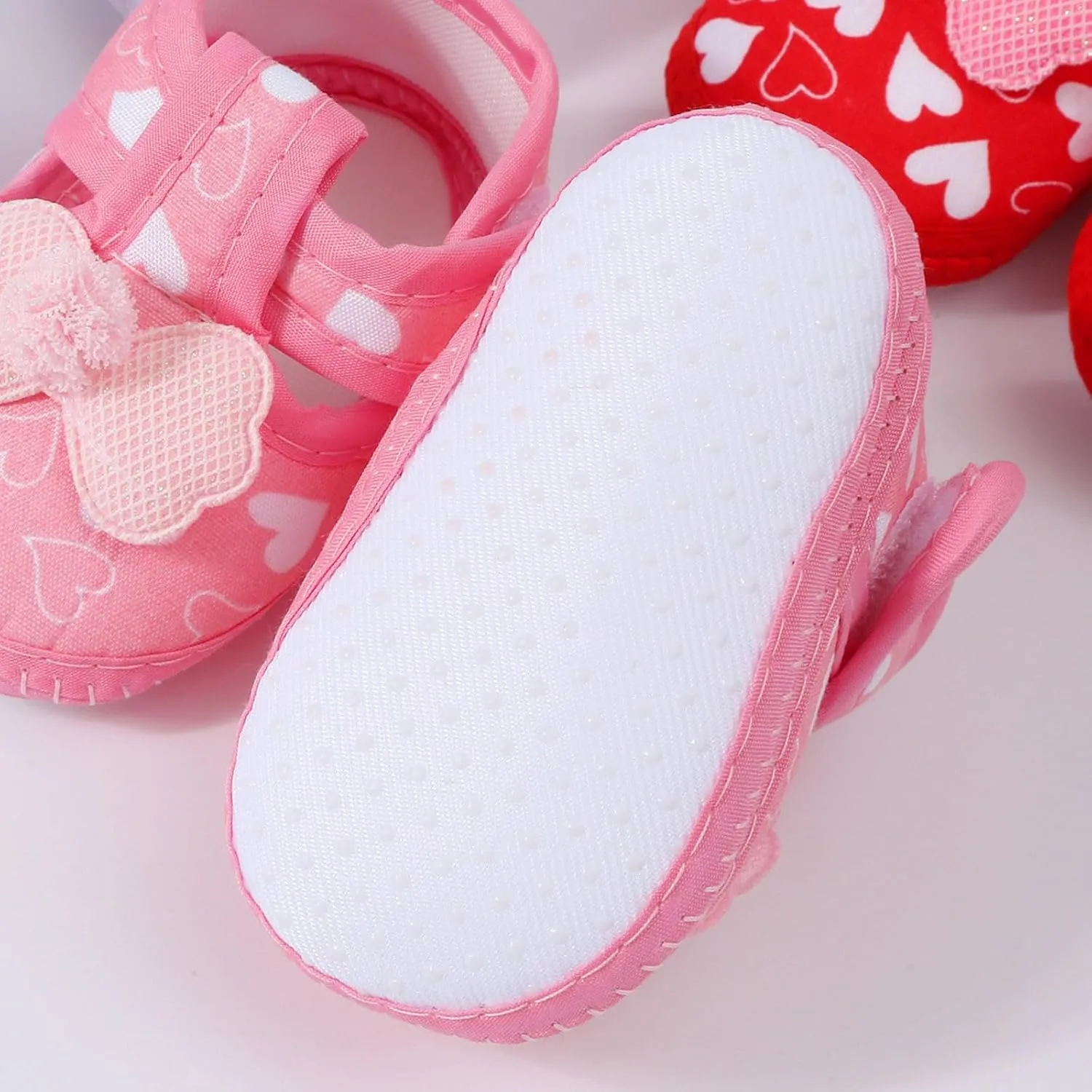 Baby Girls Sandals Non Slip Cute Love Print Bow Flats Sandals Infant Summer Soft First Walking Single Shoes