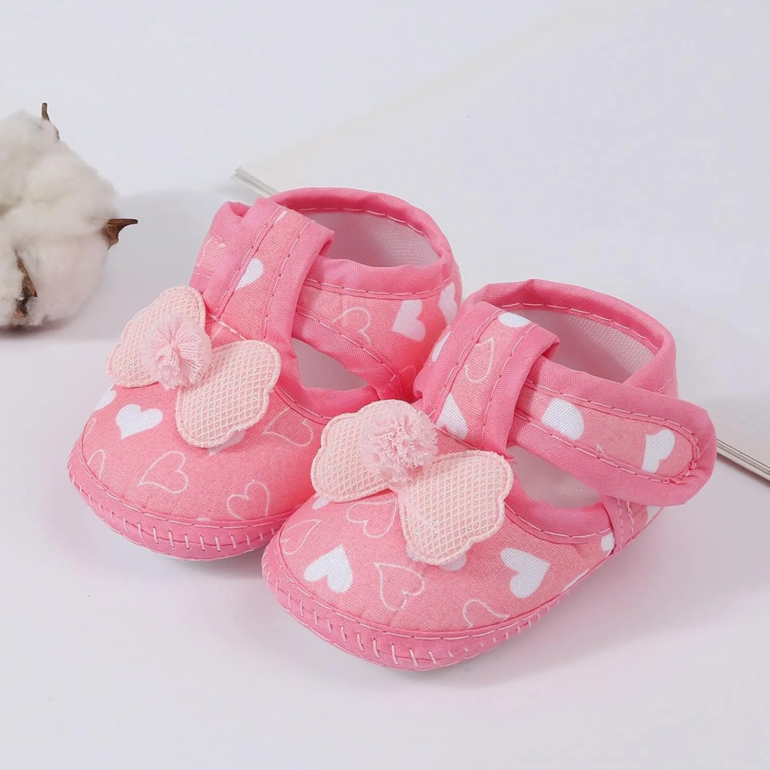 Baby Girls Sandals Non Slip Cute Love Print Bow Flats Sandals Infant Summer Soft First Walking Single Shoes