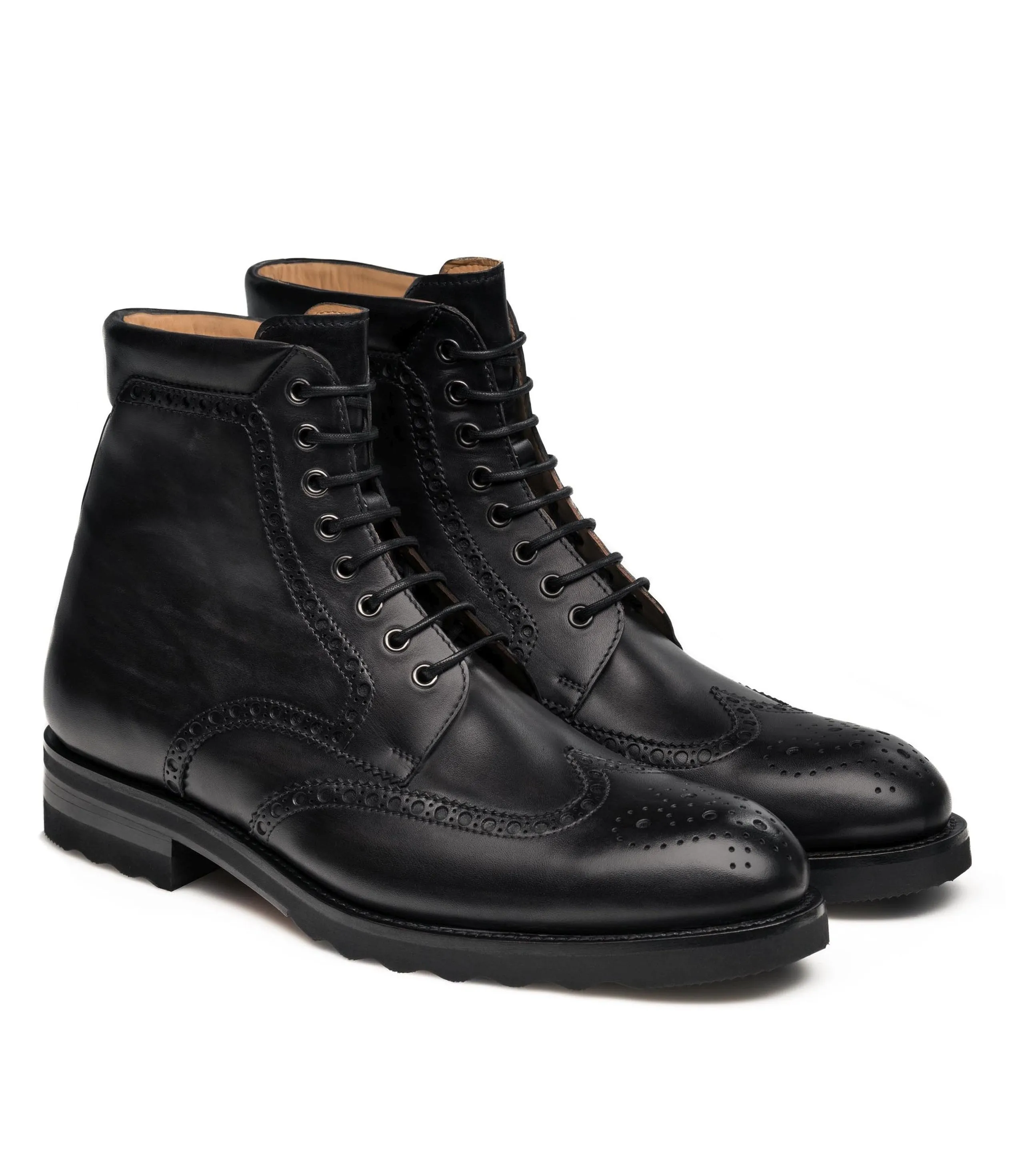 Black Leather Rennes Chunky Derby Boots - Hiking and Trekking Boots