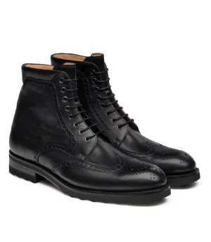 Black Leather Rennes Chunky Derby Boots - Hiking and Trekking Boots