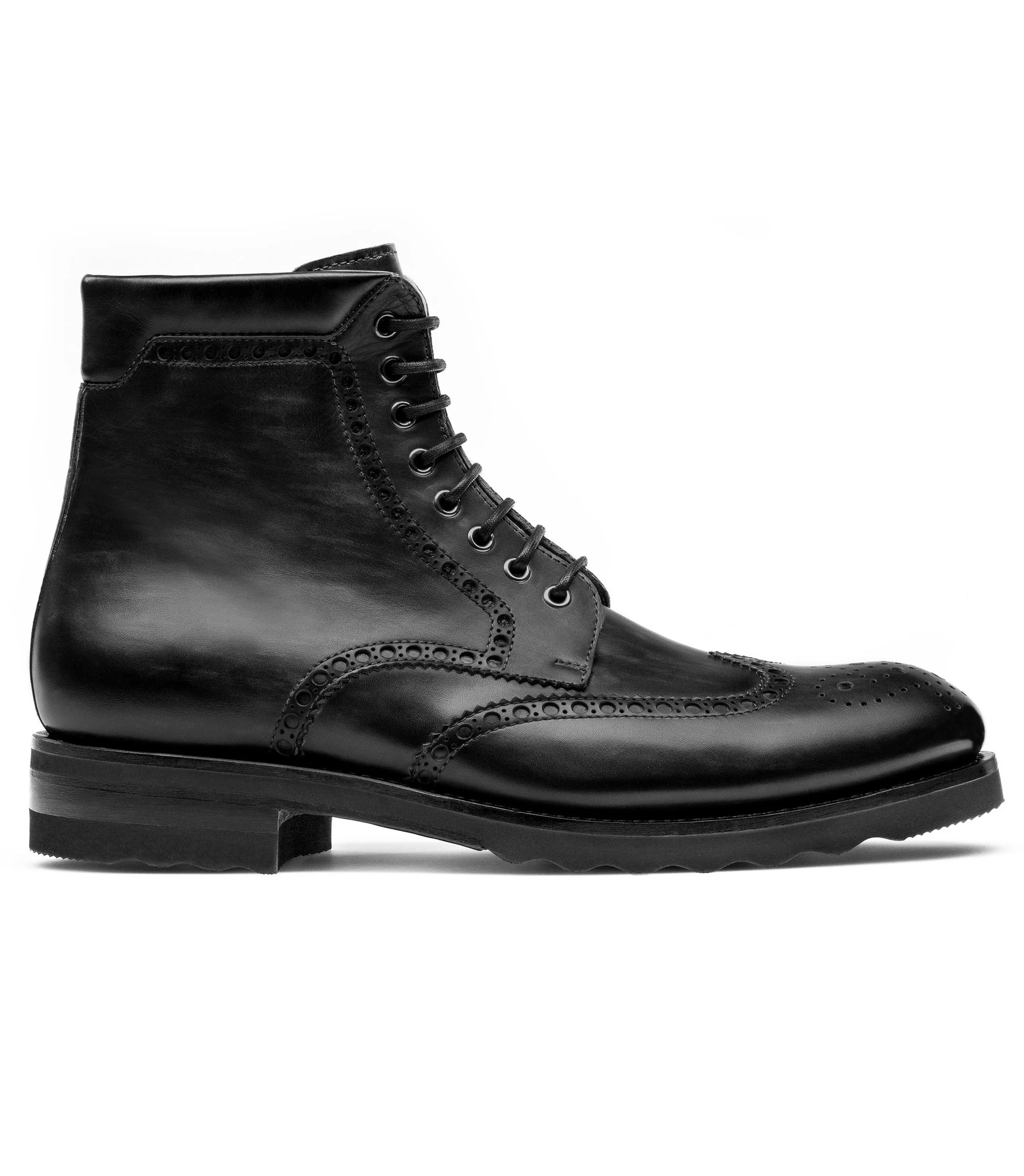 Black Leather Rennes Chunky Derby Boots - Hiking and Trekking Boots