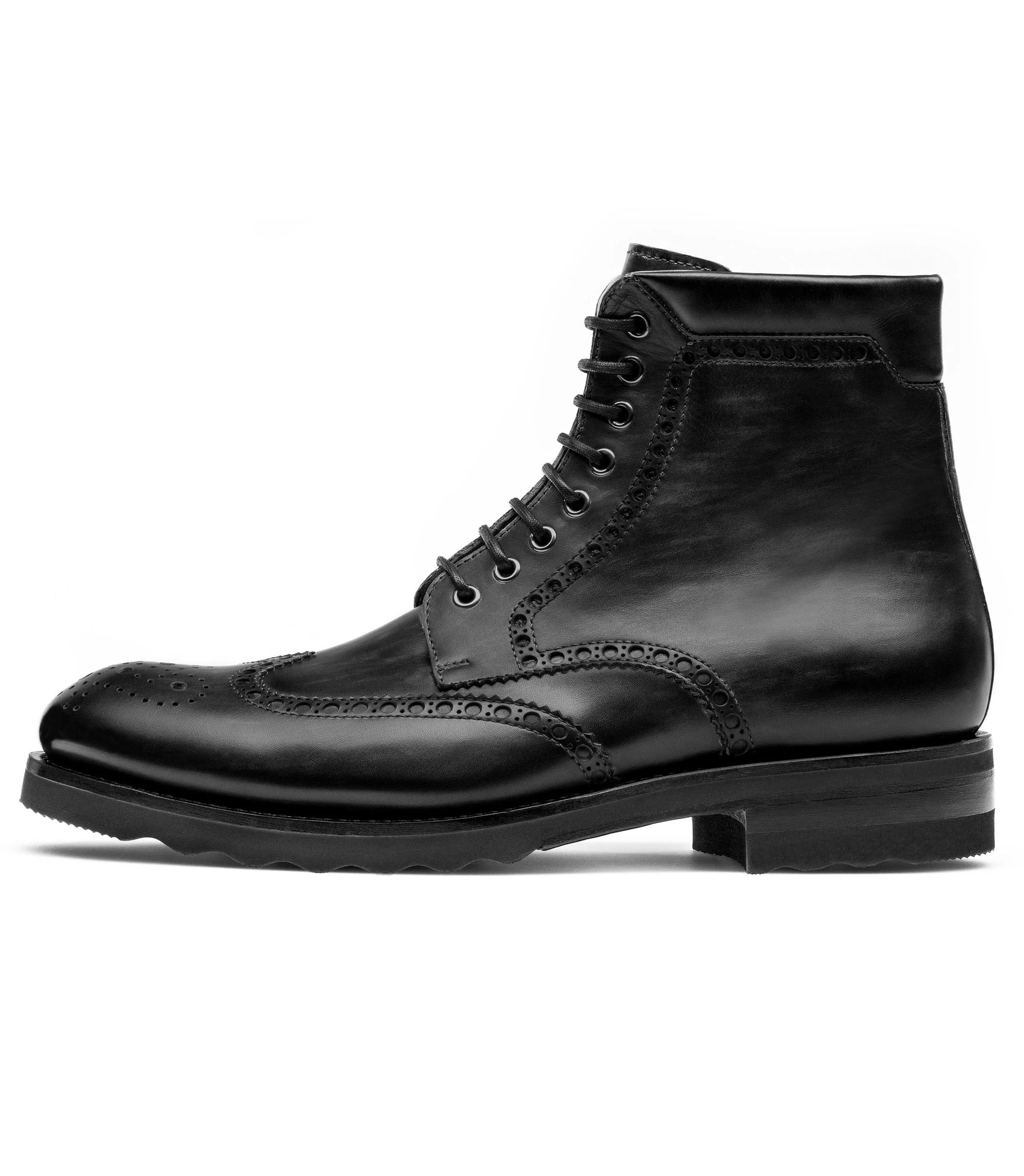 Black Leather Rennes Chunky Derby Boots - Hiking and Trekking Boots