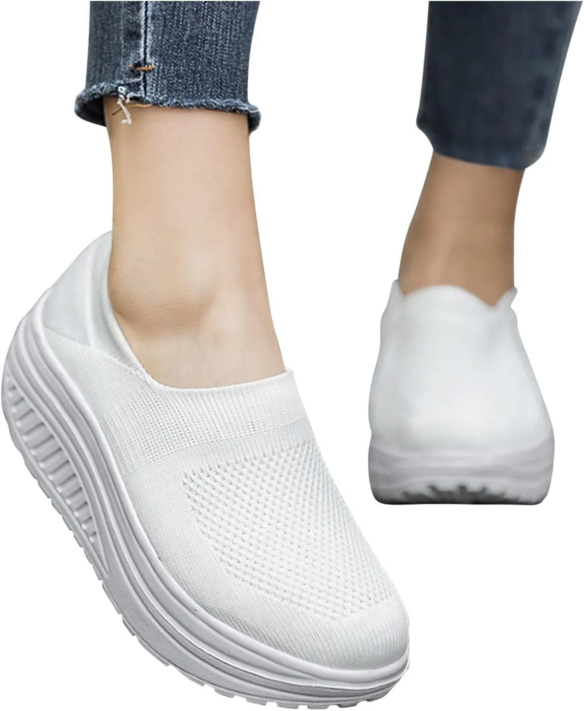 Black Walking Shoes Women Casual Mesh Breathable Sneakers Lightweight Sports Hiking Shoe Slip on Jogging Workout Sneaker Footwear