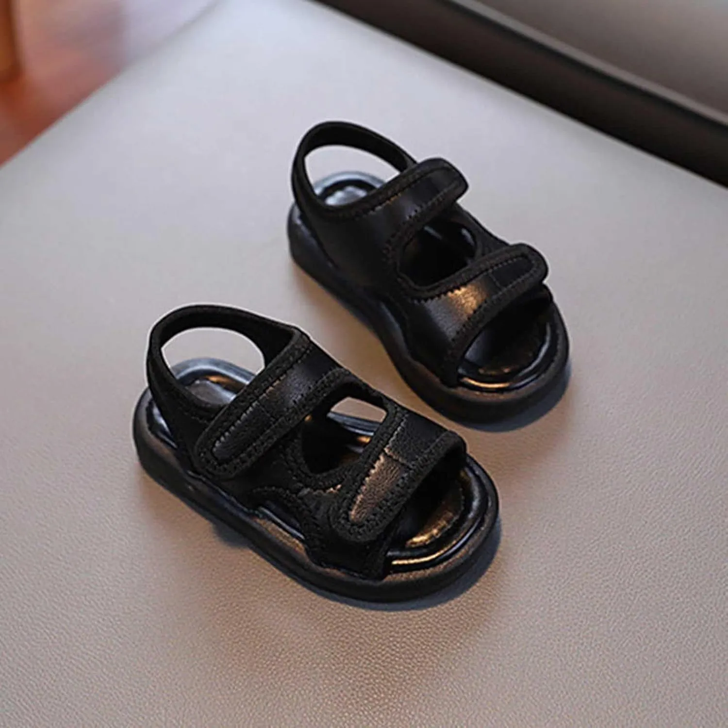 Boys Girls Sandals Double Buckle Adjustable Open Toe Soft Sole Flats Sports Shoes for Kids Summer Outdoor Walking
