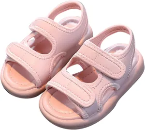 Boys Girls Sandals Double Buckle Adjustable Open Toe Soft Sole Flats Sports Shoes for Kids Summer Outdoor Walking