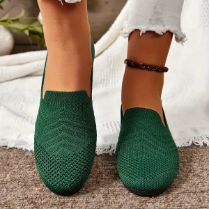 Breathable Womens Casual Knitted SlipOn Flats
