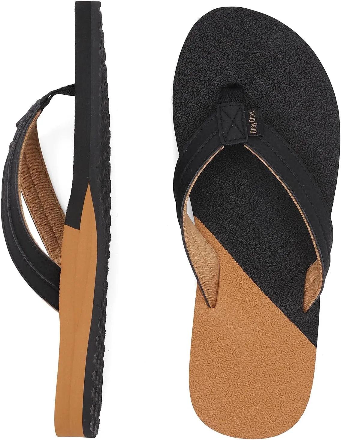 ChayChax Womens Two-Tone Flip Flops with Arch Support Comfort Beach Thong Sandals Indoor Outdoor