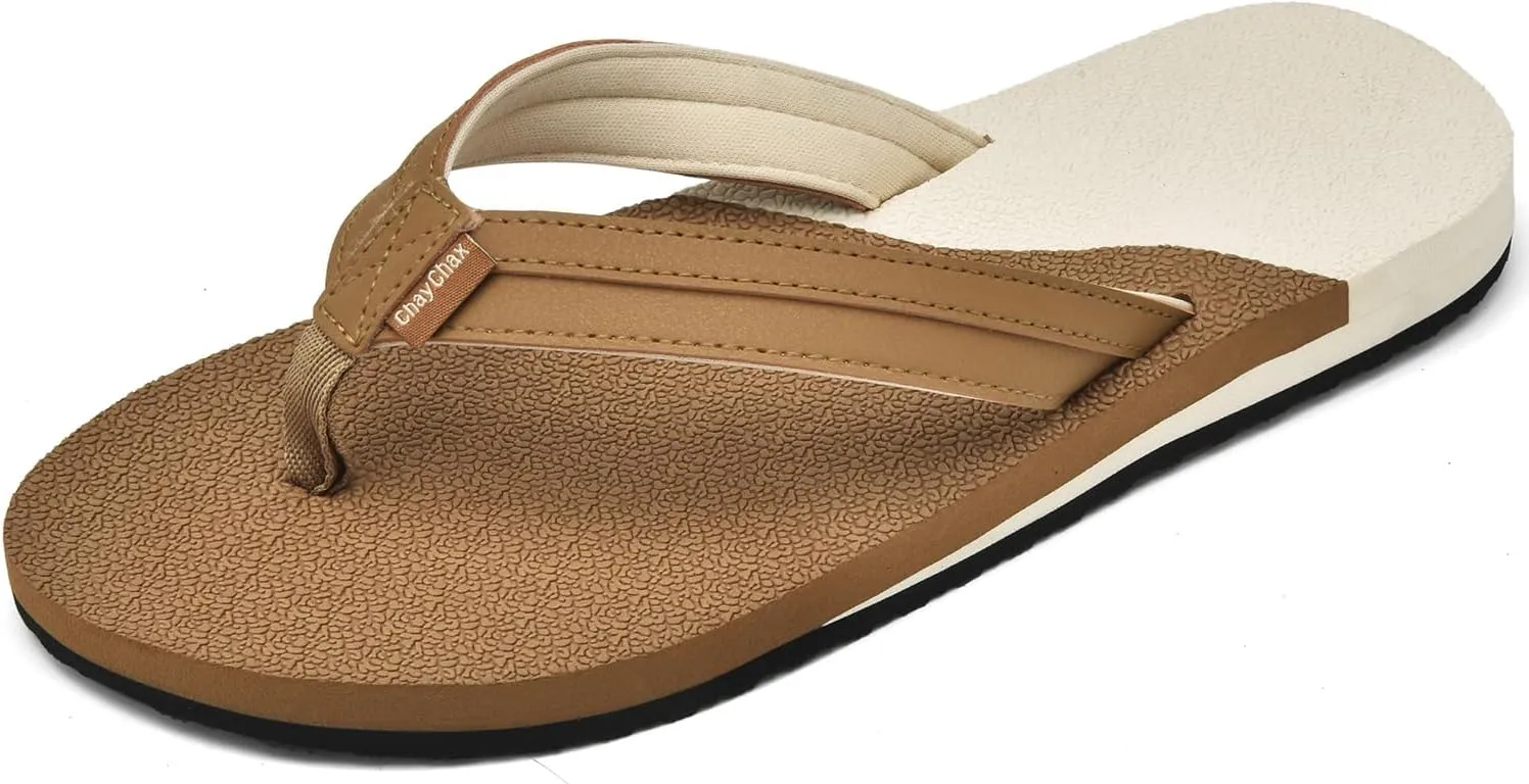 ChayChax Womens Two-Tone Flip Flops with Arch Support Comfort Beach Thong Sandals Indoor Outdoor