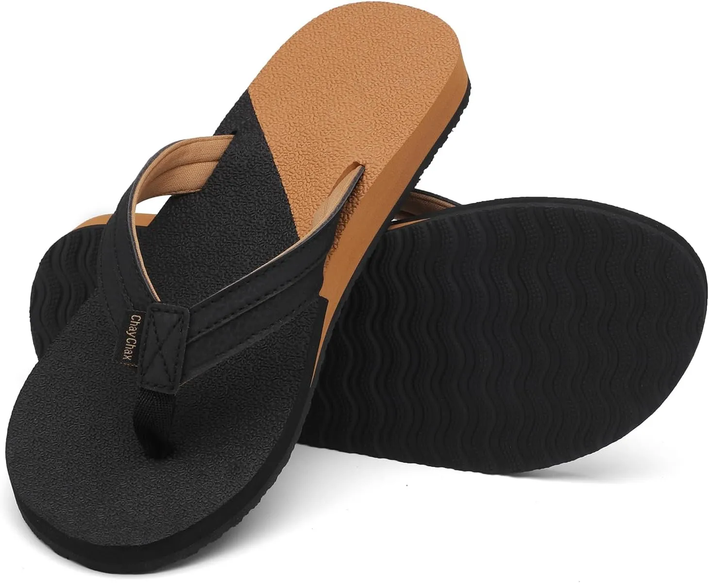 ChayChax Womens Two-Tone Flip Flops with Arch Support Comfort Beach Thong Sandals Indoor Outdoor