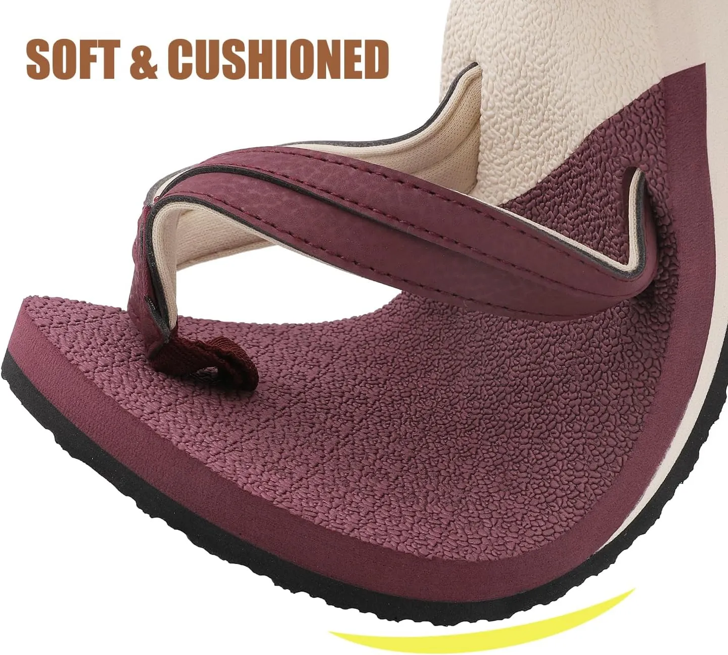 ChayChax Womens Two-Tone Flip Flops with Arch Support Comfort Beach Thong Sandals Indoor Outdoor