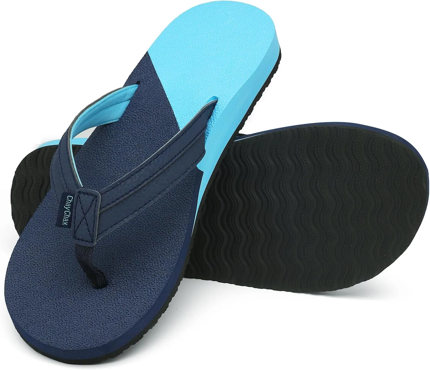 ChayChax Womens Two-Tone Flip Flops with Arch Support Comfort Beach Thong Sandals Indoor Outdoor