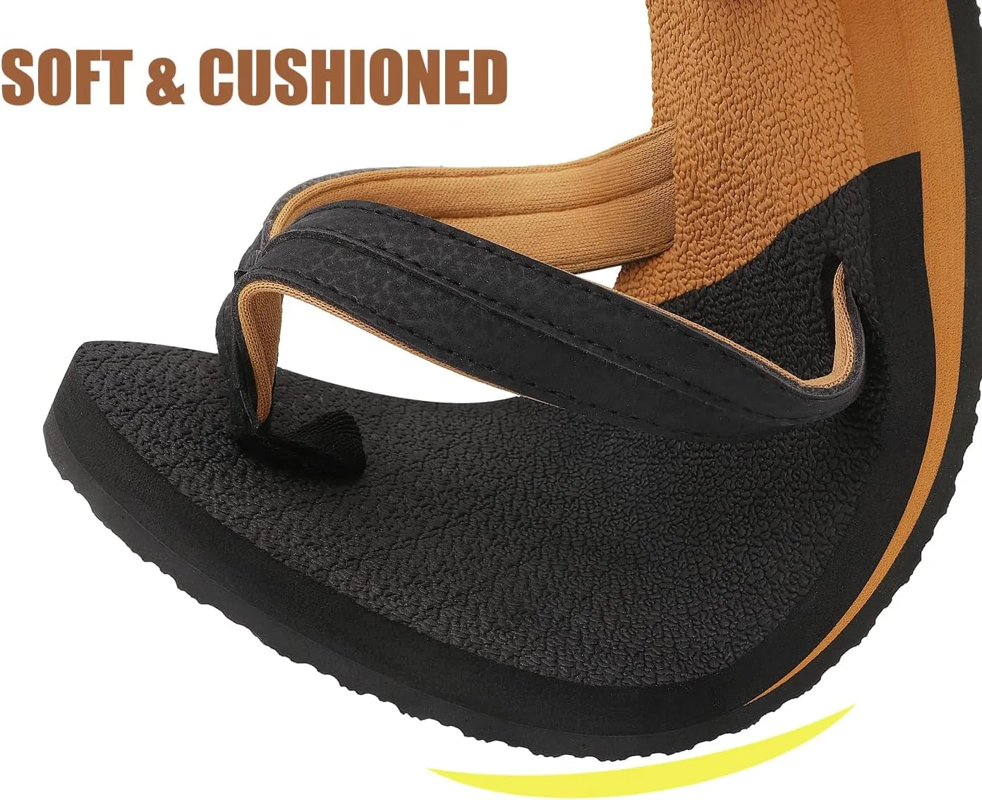 ChayChax Womens Two-Tone Flip Flops with Arch Support Comfort Beach Thong Sandals Indoor Outdoor