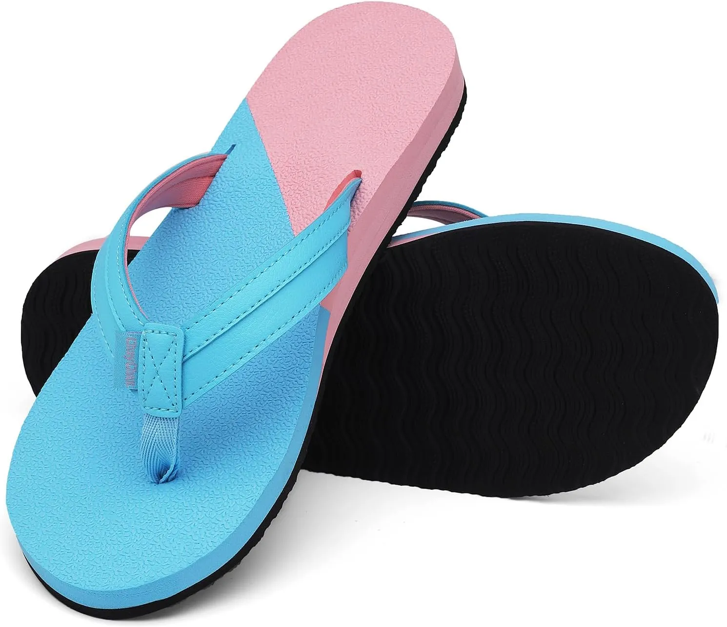 ChayChax Womens Two-Tone Flip Flops with Arch Support Comfort Beach Thong Sandals Indoor Outdoor
