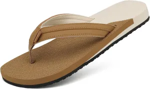 ChayChax Womens Two-Tone Flip Flops with Arch Support Comfort Beach Thong Sandals Indoor Outdoor