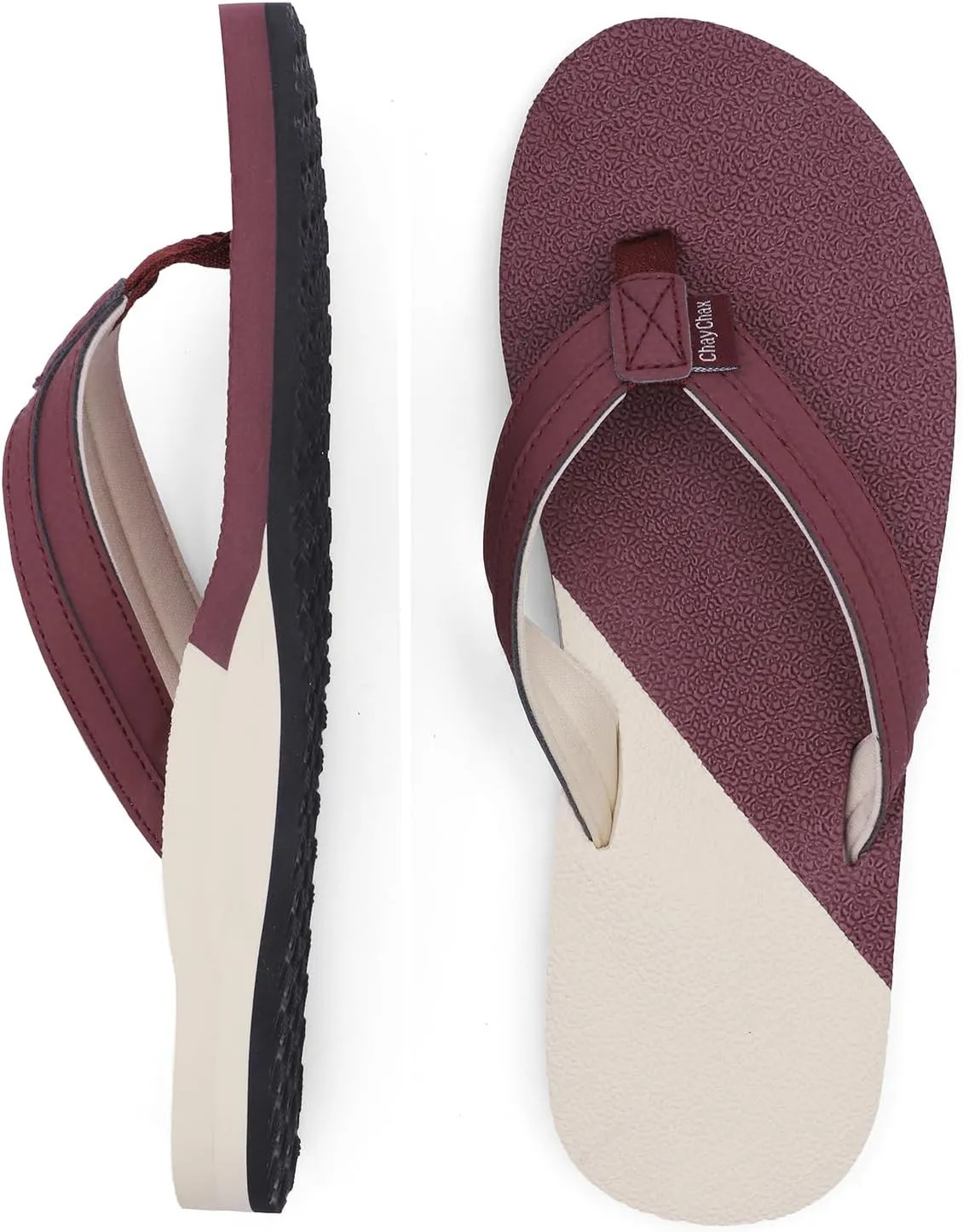 ChayChax Womens Two-Tone Flip Flops with Arch Support Comfort Beach Thong Sandals Indoor Outdoor